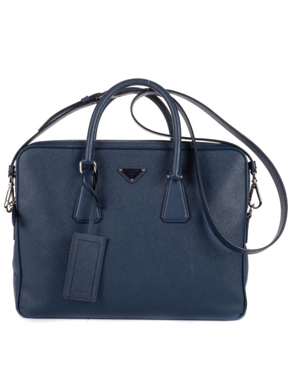 Prada Briefcase Blue Saffiano Leather